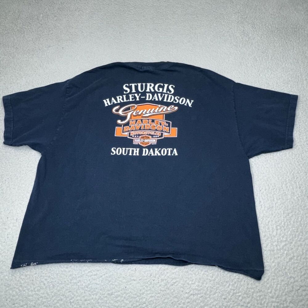 Harley Davidson Shirt Men Extra Large Blue Cut Off Sturgis Bravado Genuine Biker - Picture 2 of 16
